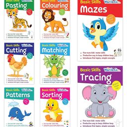 Pegasus Basic Skills for Children Books Set of 8- Pasting, Colouring, Mazes,Tracing,Cutting, Matching,Pattern & Sorting-image-27