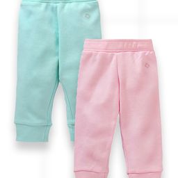My Milestone Pack Of 2 100% Cotton Solid Pants - Aqua & Pink-image-97