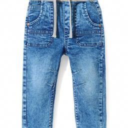 Babyhug Denim Washed Full Length Jeans with Stretch - Blue-image-65