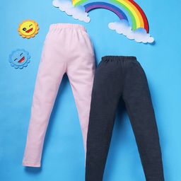 RAINE AND JAINE Pack of 2 Striped & Solid Leggings - Pink & Blue-image-33
