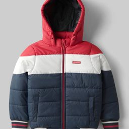 Pine Kids Woven Full Sleeves Hooded Padded Jacket With Color Block Design - Multicolor-image-52
