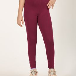 Zion Cotton Lycra Knit Solid Leggings - Maroon-image-13