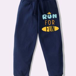 KAVEE Pure Cotton Knit Biowashed Full Length Run For Fun Text Printed Lounge Pants - Navy Blue-picture-49