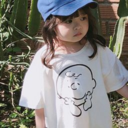 LULU & SKY Girls Printed Henley Neck Pure Cotton Raw Edge Boxy T-shirt-image-84