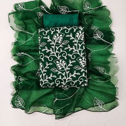 Maroosh Floral Embroidered Thread Work Organza Unstitched Dress Material-image-80