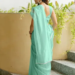 Subham Beads and Stones Net Saree image 3