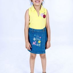 KiddoPanti Cropped Sleeveles T-Shirt With Skorts Clothing Set-image-29