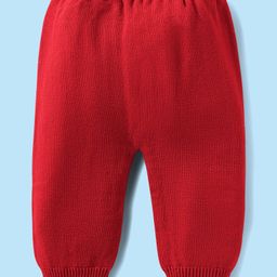 Babyhug Knitted Full Sleeves Front Open Sweater Set With Aztec Design - Red & White image 4