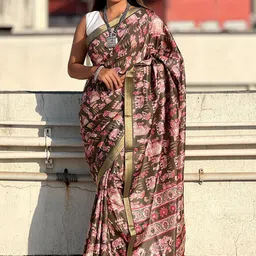 all about you Kalamkari Zari Tussar Saree-image-78