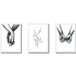 Aisha Decorz White Set Of 3 Wood Wall Paintings-picture-30