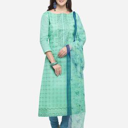 Rajnandini Green & Blue Modal Unstitched Dress Material-image-13
