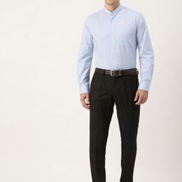 Peter England Slim Fit Self Design Checked Formal Shirt-image-42