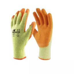 FORTUNER Crinkle Latex Coated Safety Hand Gloves Yellow & Orange Cotton Size L, YO- CLTX (Pack of 12 Pair)-image-9