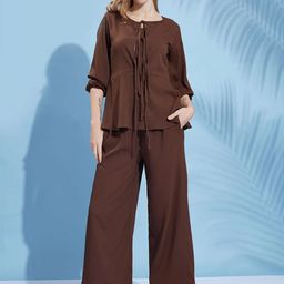 all about you Textured Tie-Up Peplum Top With Trouser-picture-17