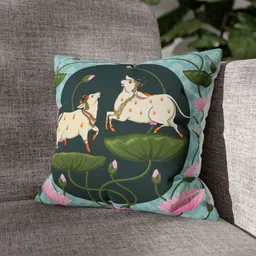 LUSHLYF Blue & White Ethnic Motifs Velvet Square Cushion Covers-image-16