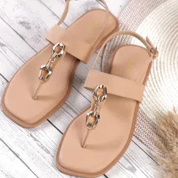 Mochi Women Open Toe Flats-image-35