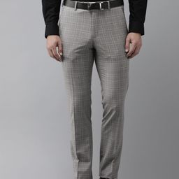 Van Heusen Men Checked Slim Fit Formal Trousers-image-50