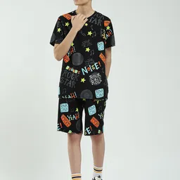 Monte Carlo Boys Printed Round Neck T-Shirt & Bermuda Shorts Clothing Set-image-66