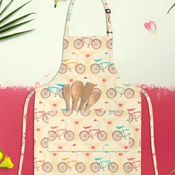 ArtzFolio Cream Colored & Brown Printed Cotton Aprons-20