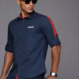 Ducati Pure Cotton Spread Collar Opaque Casual Shirt-picture-7