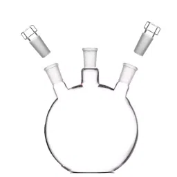 ABGIL 250 ml Boiling Flask Flat Bottom Transparent 3 Neck with Interchangeable Stopper for Side Neck Joints, FB-300-05-113