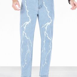 me Queen Men Lightening Printed Straight Fit Mid-Rise Jeans-image-82