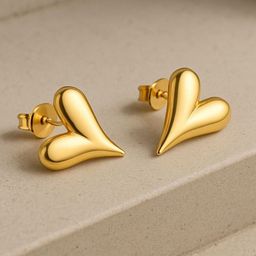 Palli Creation Stainless Steel Gold Plated Heart Shaped Studs-12