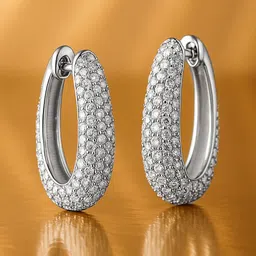 rubans voguish RubansVoguish Rhodium-Plated Cubic Zirconia Detailing Hoop Earrings-picture-42