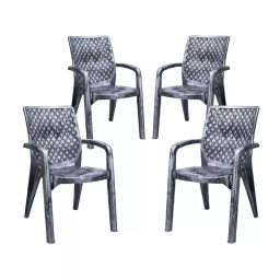 Maharaja Vintage Arm Rest Plastic Chair Silver for Home, Office (Set of 4)-image-97