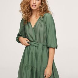 MANGO Green A-Line Dress & Belt-image-28