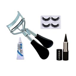 skrynnzer Set Of 4 - Kajal- Eyelashes- Curler & Glue-37