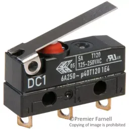 ZF Microswitch, Hinge Lever, Spdt, 5A 250V, DC1C-A1LB.-5