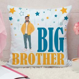 THE QUIRKY HOME White & Blue Printed Square-Shaped Rakshabandhan Gift Pre-Filled Cushion-18