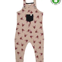 Turtledove London Knit Sleeveless Deer Printed Dungaree - Brown-picture-1