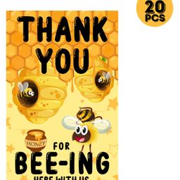 Zyozi Honey Bee Thank You for Beeing Here With Us Tags for Birthday - Pack of 20-18