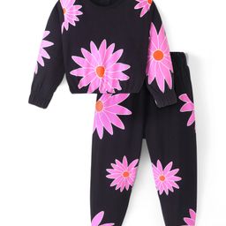 Ollington St. Flower Print Winterwear Sweatshirt and Joggers Set - Black-picture-11