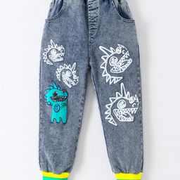 Kookie Kids Full Length Monsters Printed Jeans - Blue-image-97