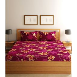 Florida Microfiber Fitted Bedsheet for Double Bed with 2 Pillow Covers - Floral Print-14
