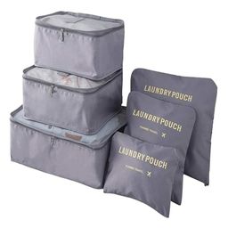 House of Quirk Polyester Blend Travel Storage Printed Clothes Packing Cubes Space Savers Bags Cosmetics/Underwear/Socks/Shoes Organizer Pouch (Pack Of 6 Grey)-image-35