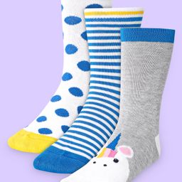 Cute Walk by Babyhug Knit Antibacterial Knee Length Socks With Polka Dot & Unicorn Print Pack of 3 - White Blue & Grey-image-72