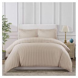 Filymore Super King Size Plain Solid StripeDouble Bedsheet With Two King Size Pillow Cover Made With Pure Microfiber(Size 108x108 Inches)(Colour-cream)-38