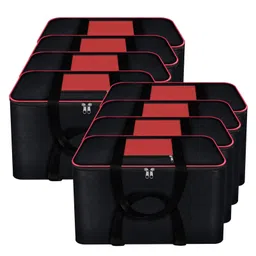 Storite 8 Pack Nylon Big Underbed Storage Bag Moisture Proof Cloth Organizer with Zippered Closure and Handle (BlackRed, ,Rectangular-picture-4