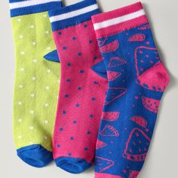 Pine Kids Knit Ankle Length Silvadur Antimicrobial Socks with Polka Dots Design Pack of 3 - Pink Light Green & Blue-image-97