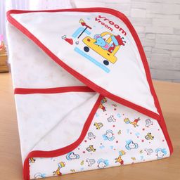 Simply Interlock Knit Hooded Towel With Animal & Car Print L 80 x B 80 cm - Red-image-62