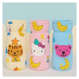 KIDS BASIC Soft & Durable Baby Feeding Bottle Cover Stretchable Soft Velvet Plush Cartoon Prints, Suitable UPTO 250ML - Pink, Yellow & Blue (Pack of 3)-picture-19