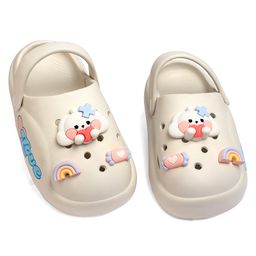 KIDLINGSS Cartoon Applique Detailed Perforated Slingback Clogs - White-image-33