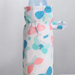 ZOE Bottle Cover Butterfly Print Large - White - Fits upto 330 ml| Stylish Insulated Bottle Cover| New Born Boys and Girls| Elastic Closure and Carry Tag| Washable| for Standard and Wide Neck Bottles-picture-25