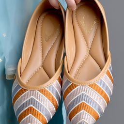 Shoetopia Chevron Embroidered Ballerinas - Tan-image-74