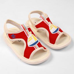 Cute Walk By Babyhug Velcro Closure Sandals With Boat Patch - Red-image-98