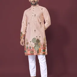 PulseIQ Men Ethnic Motifs Embroidered Thread Work Kurta-image-28